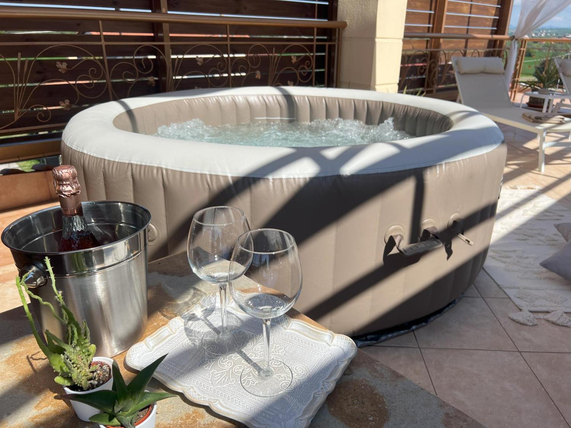Doormat# Wait 'N Sea, Jacuzzi, Luxury Stone House Epanomi Exterior foto